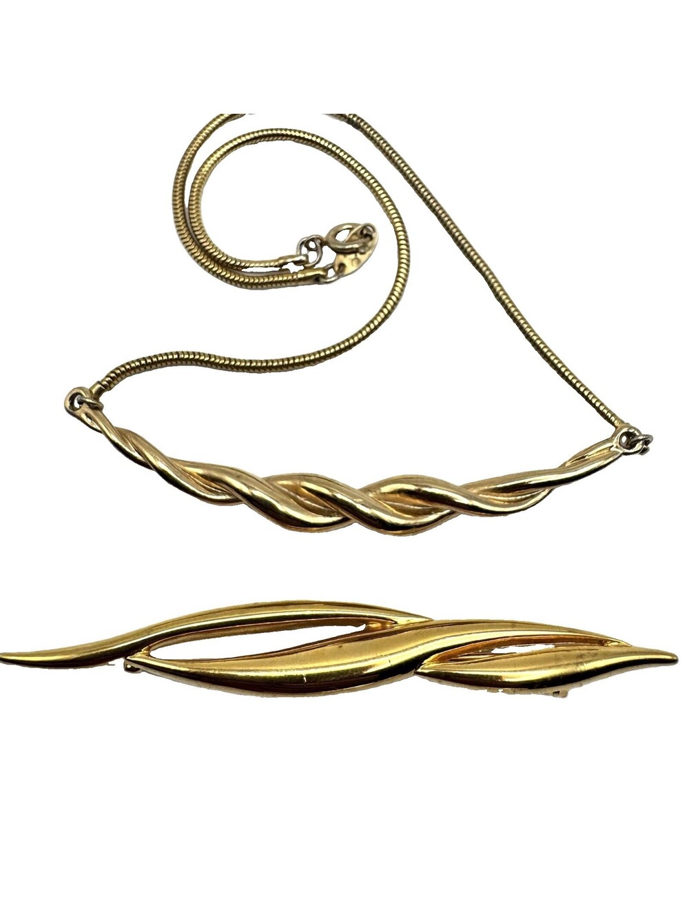 Vintage Napier Monet Jewelry Lot Gold Tone Necklace Brooch Modernist Statement